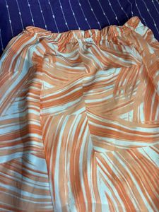 Assymetrical Orange Printed Midi Skirt