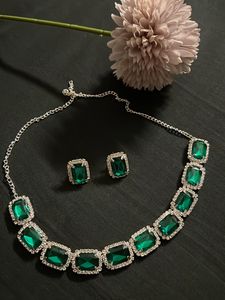 Green Stone Diamond Necklace