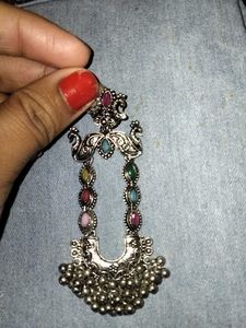 Silver Tone Ethnic Drop Earrings