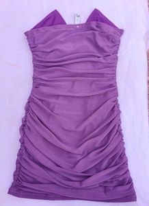 Purple Ruched Bodycon mini Dress