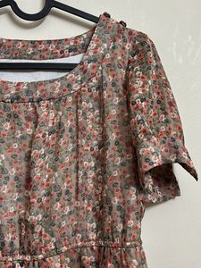Floral fit and flare knee length dress