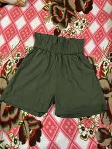 Olive High-Waisted Shorts
