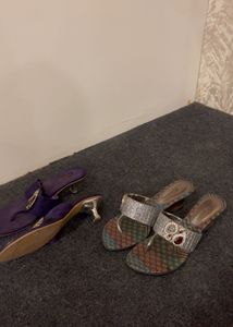 Vintage Embellished Heeled Sandals - Size 7