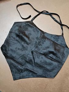 Black Floral Halter Top