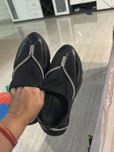 Black Embellished Slip-On Sneakers