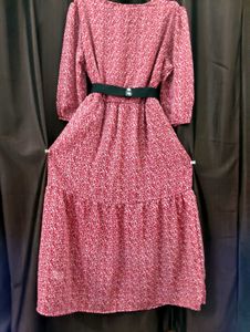 Beautiful Red Flower printed daily wear Gown