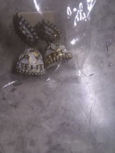 White Jhumka Earrings