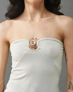 Strapless Cut-Out Swirl Metallic Detail Tube Top