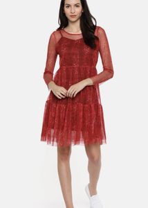 Vero Moda Red Sheer Dress (Size L)