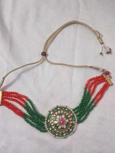 Green Beaded Choker Necklace