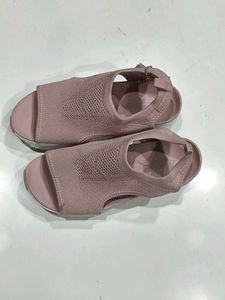 Pink Knit Open-Toe Sandals