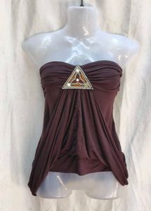 Brown Embellished Tube Top