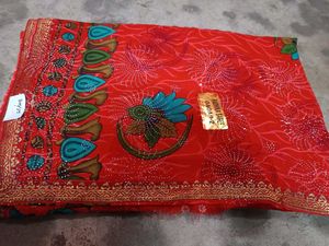 Beautiful Stone Print Heavy Work Saree Party Wear