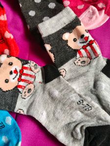 Cute Bear Socks - Set of 6 (3 To 7 Age)