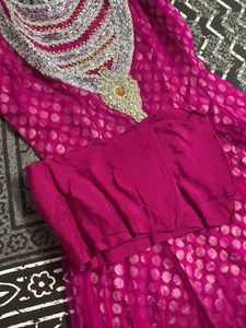 Beautiful Net Kurti With Brocade Lining And V Neck
