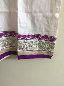 Embroidery White Purple Kurta