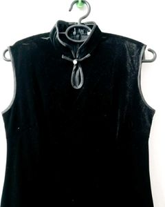 Elegant Black Velvet Cheongsam Dress