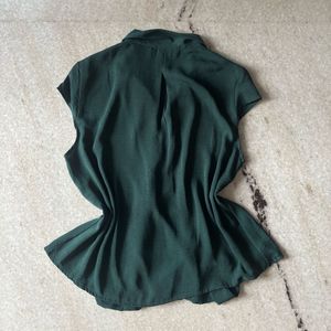 Dark Green V-Neck Top