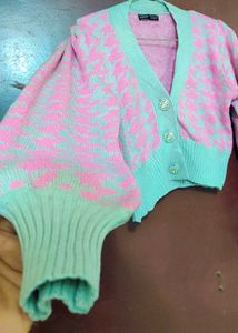 SHEIN Brand Pink Patterned Cardigan