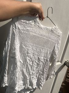 White Lace Detail Top