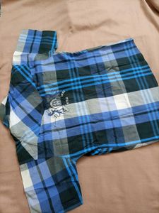 Mens Blue Plaid Button-Down Shirt