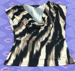 Stylish Animal Print Cowl neck Top