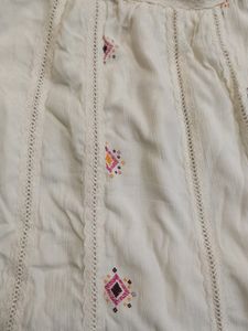 Off White Printed Top