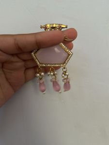 Elegant Pink Stone Earrings