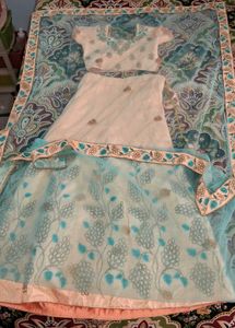 90%off💥 Net Heavy Golden Thread Embroidry Lehenga