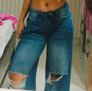Ripped Wide Leg Jeans