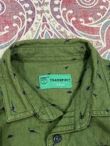Boys Outfit: Jeans &amp; Green Button-Down Shirt