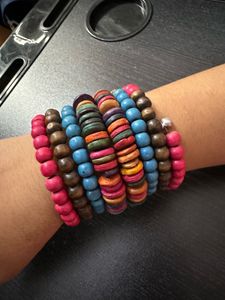 Colorful Wood Bead Bracelets