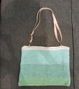 Minty Charm Crochet Sling Bag