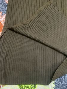 Olive Knit Midi Skirt