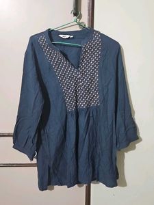 Embroidered V-Neck Top
