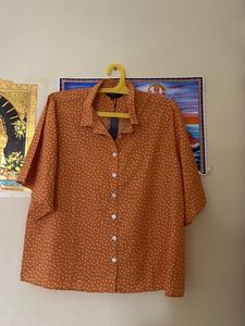 Harvard Orange Polka Dots Top -Xl Size