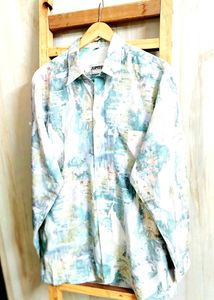 Sea Green Printed Shirt Size-46