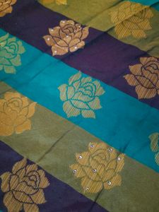 Beautiful Peacock Shaded Multicolored Silk Saree
