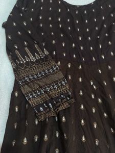 Brown Maxi Dress with Long Sleeves
