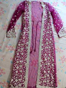 Elegant Purple Embroidered Pakistani Suit