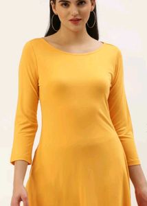 Women Dresses Sleeves Fit Flare Yellow