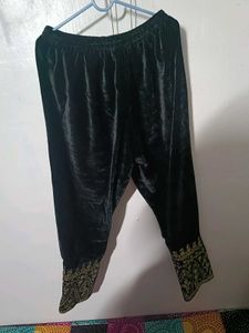 Elegant Black Velvet Embroidered Kurta