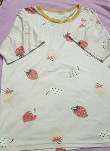 😃🍓Strawberry Print night suit