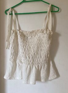 White Smocked Tie-Strap Top