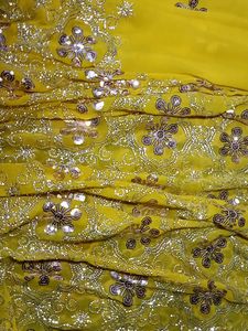 Sequined Yellow Saree