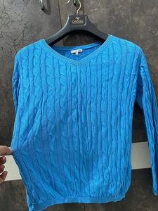 Blue Cable Knit Sweater