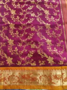 Floral korvai kanchipuram silk Saree