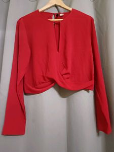 H&amp;M Red Knotted Long Sleeve Top♥️