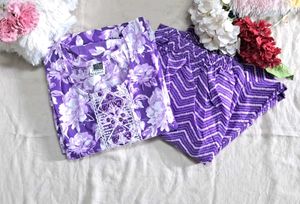 Purple Floral Kurti Pant Set