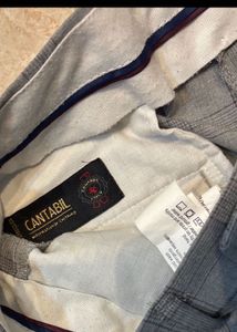 Gray Plaid Slim Fit Pants